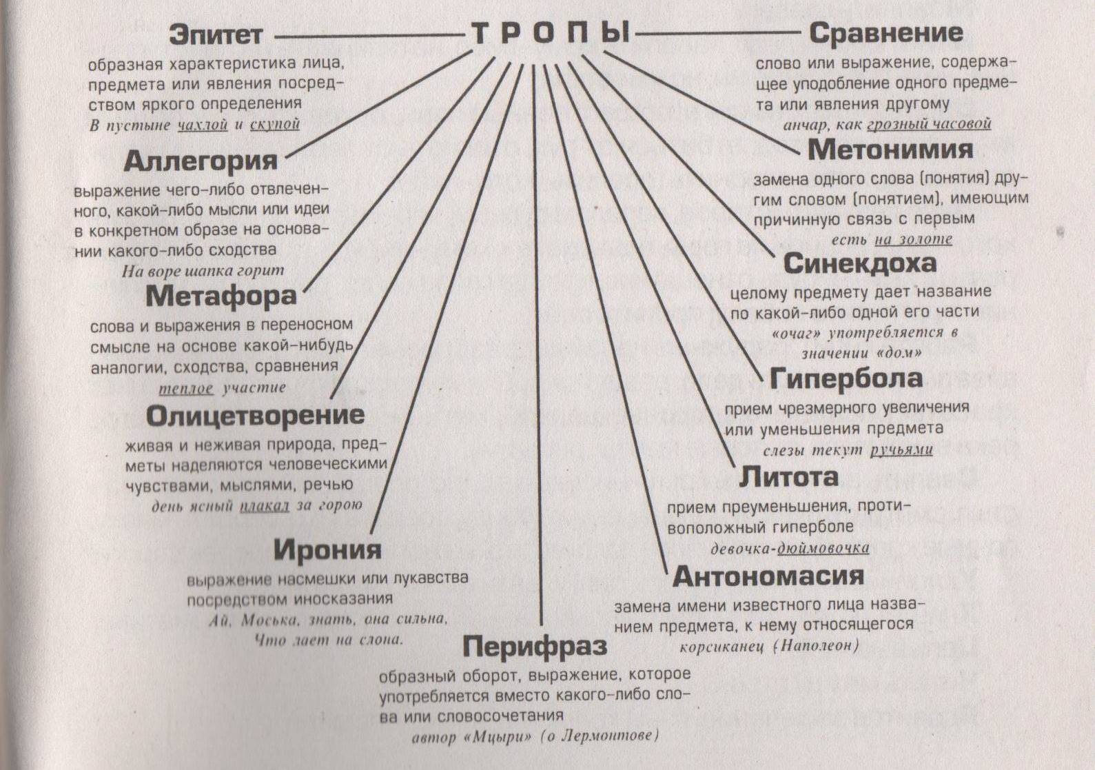 Тропы как стилистические средства в русском языке